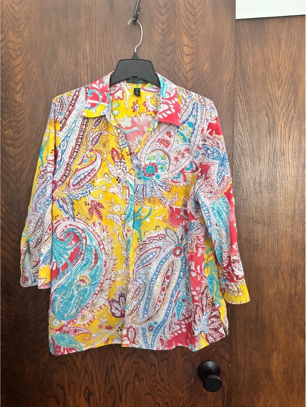 Lauren Ralph Lauren Women's 2X Paisley Print Button-Up Shirt